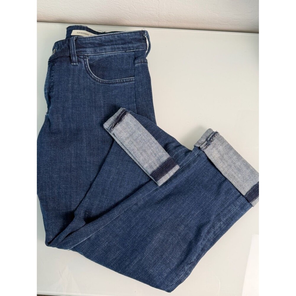Anthropologie Pilcro Sequin Floral Embroidered Slim Boyfriend Jeans 28 Crop - Picture 13 of 16
